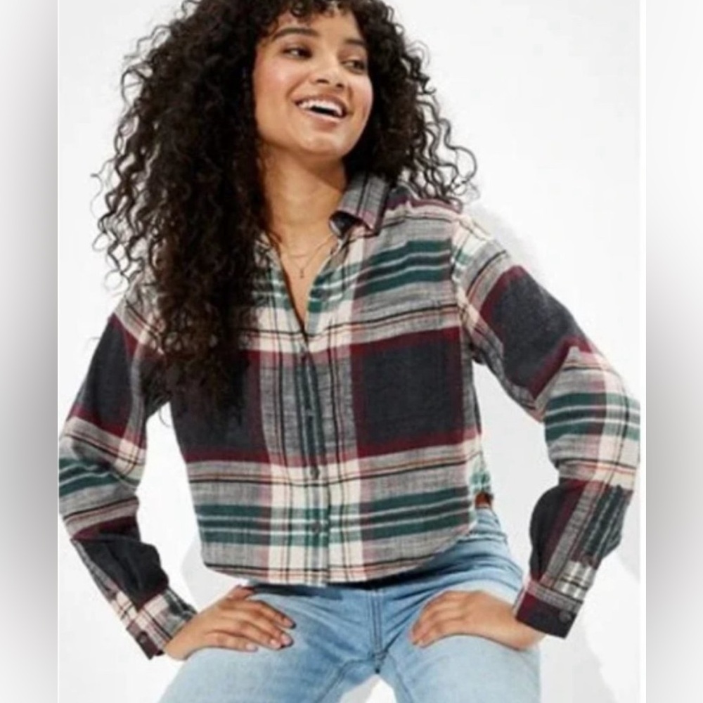 American Eagle Cropped Flannel